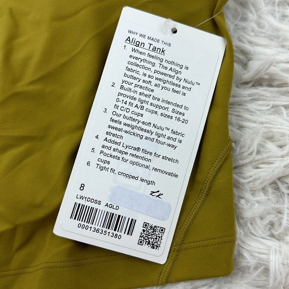 NWT Lululemon Align Tank Top Auric Gold - Picture 2 of 5